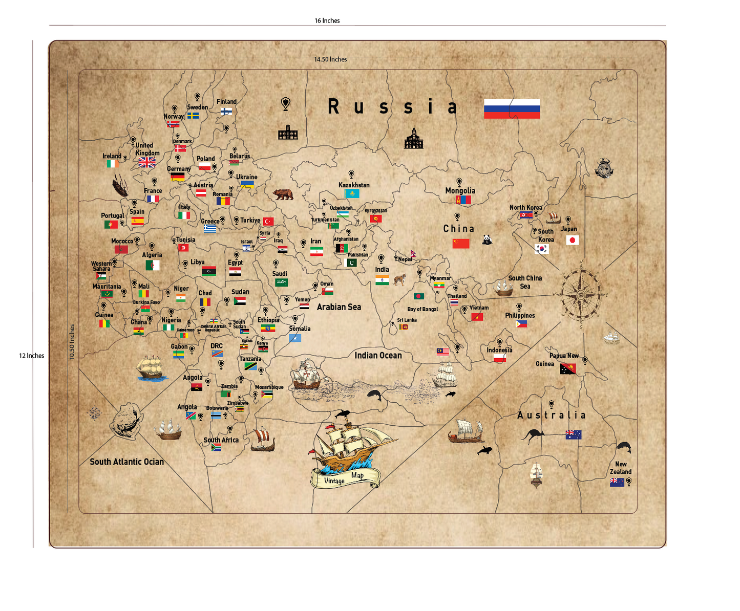 Vintage Flag Map